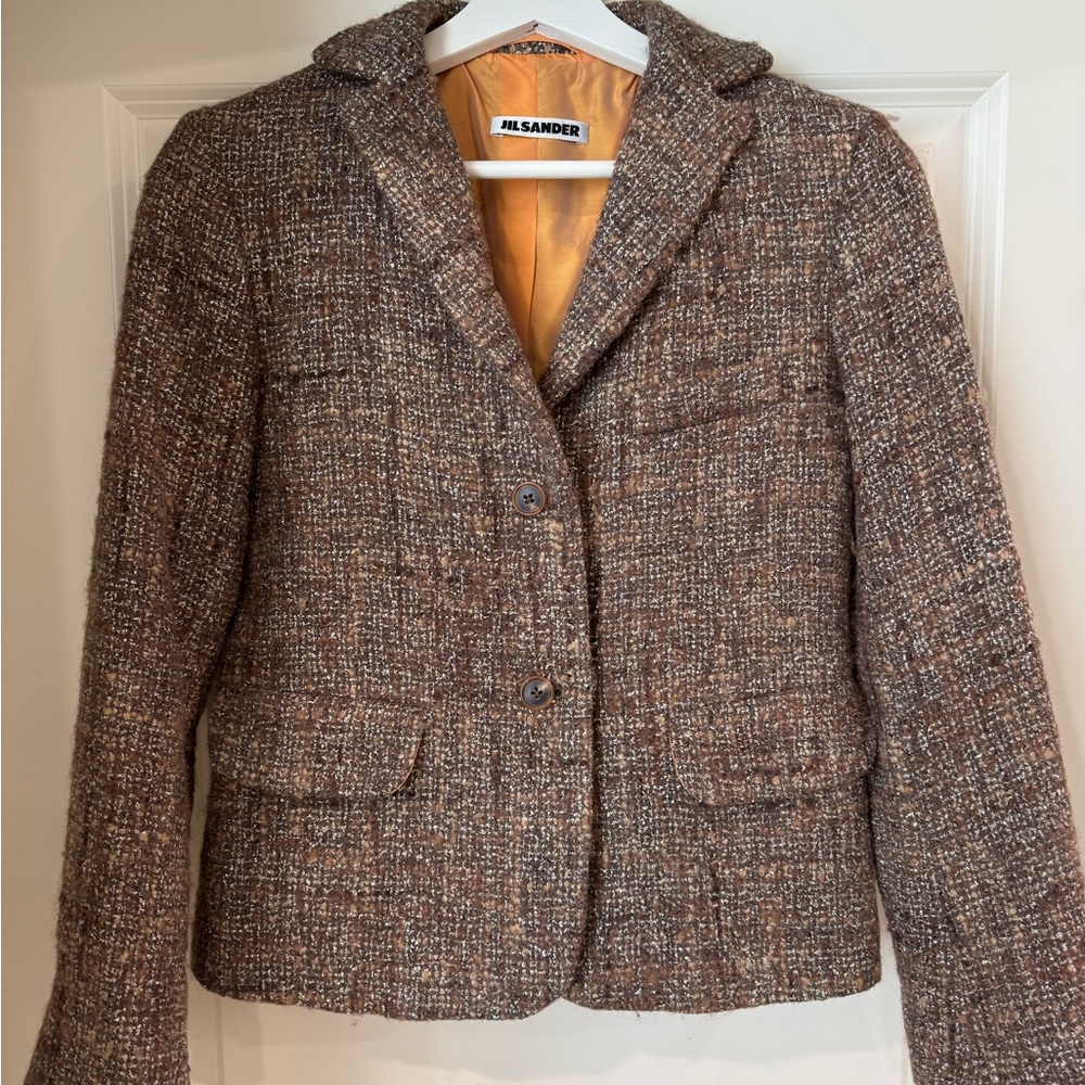 Jil Sander Brown Tweed Women's Jacket